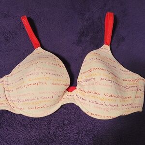 Victoria's Secret Playful Cream and Red Bra